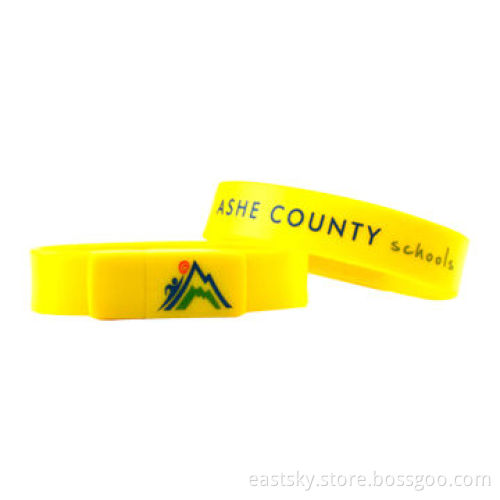 Silicone bracelet USB flash drive, 64MB to 32GB flash memory capacity, data retention over 10 years
